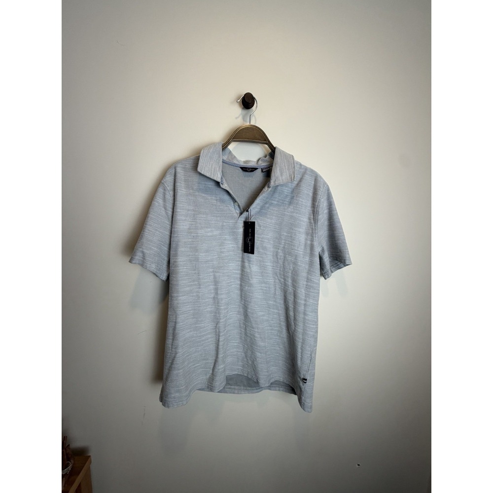 Black Brown 1826 Men's Gray Textured 100% Cotton Polo Size L NWT